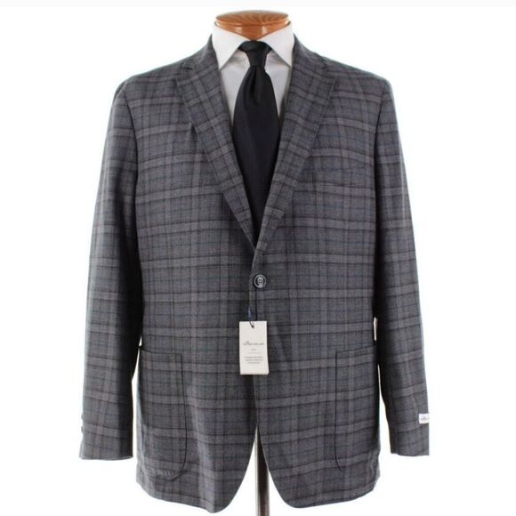 Peter Millar Gray And Blue Sport Coat with Notched Lapel Tag For Info Only